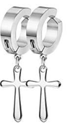 Silver cross ear cuff earrings