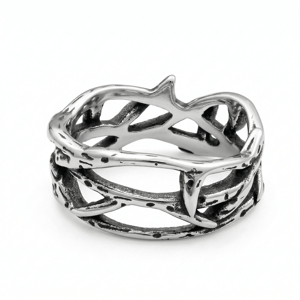 Silver crown of thorns ring