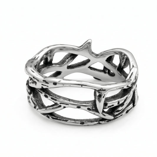 Silver crown of thorns ring