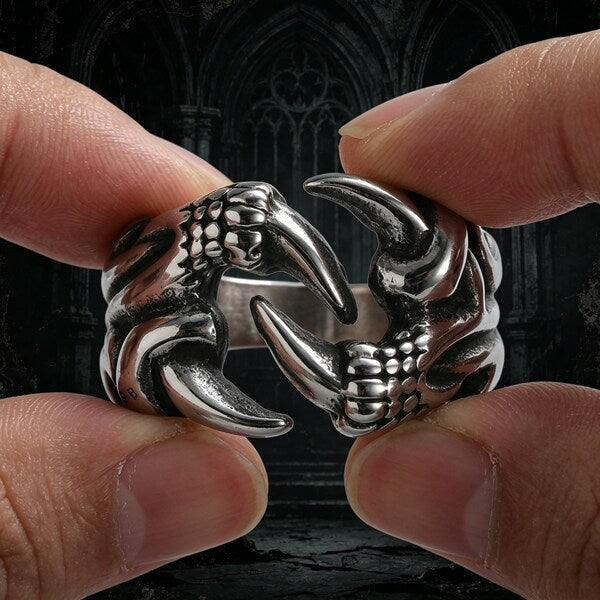 Silver dragon claw ring