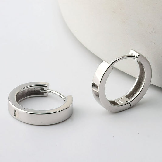Silver small huggie hoop earrings, pair