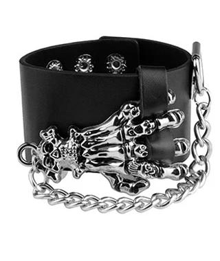 Skeleton hand leather cuff bracelet