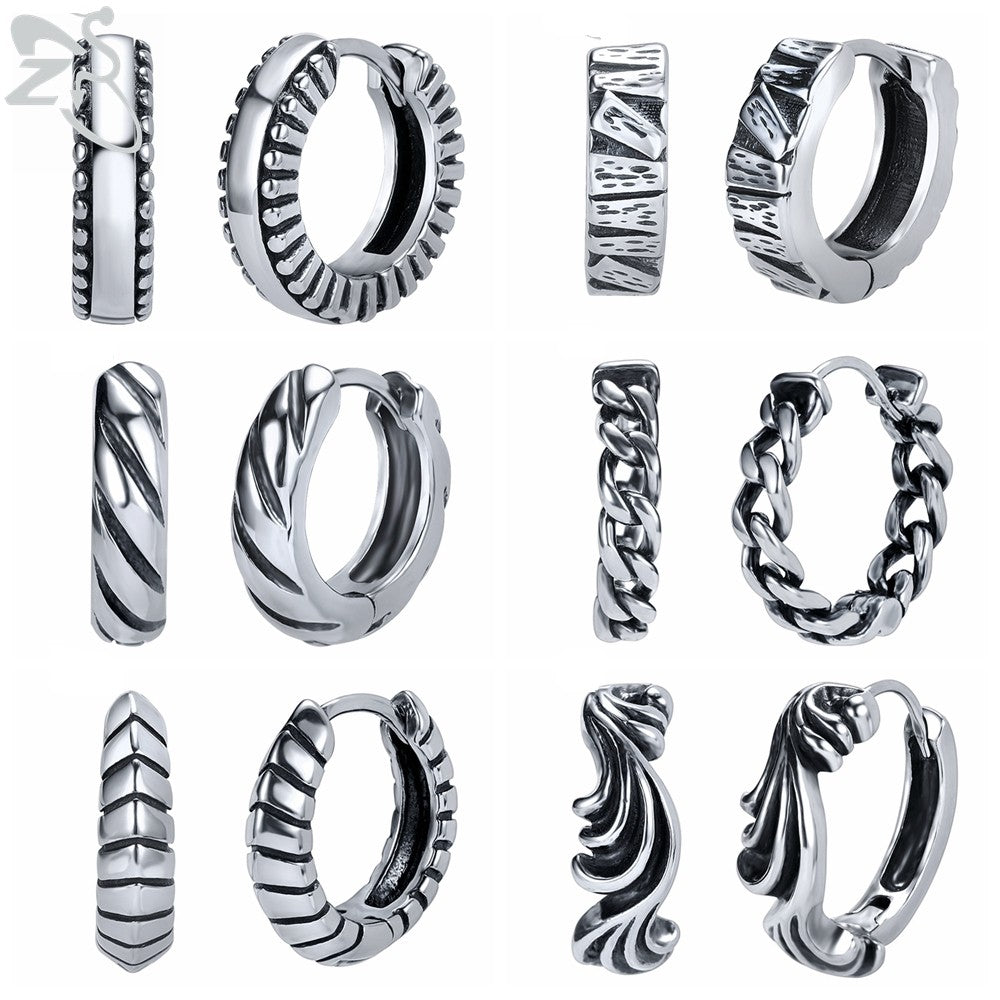 Silver snake-skin textured hoop earrings