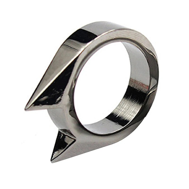 Silver spiked punk ring