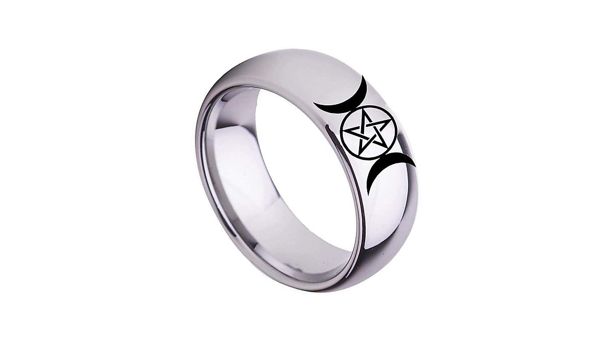 Silver triple moon goddess ring