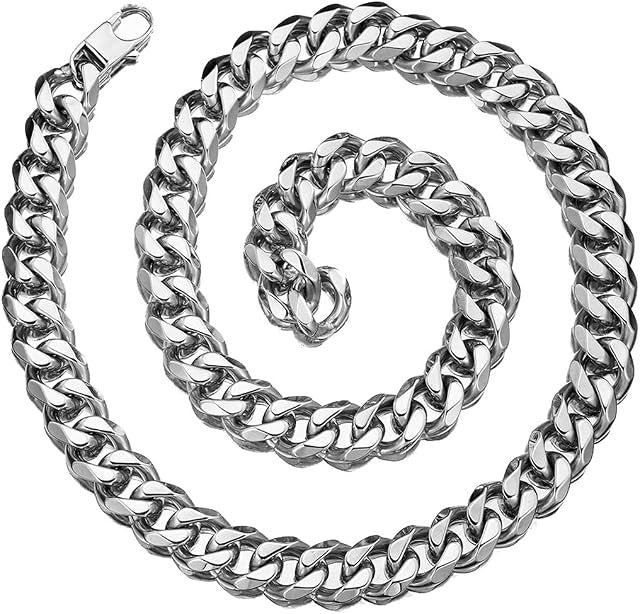 Silver wide chunky choker chain necklace